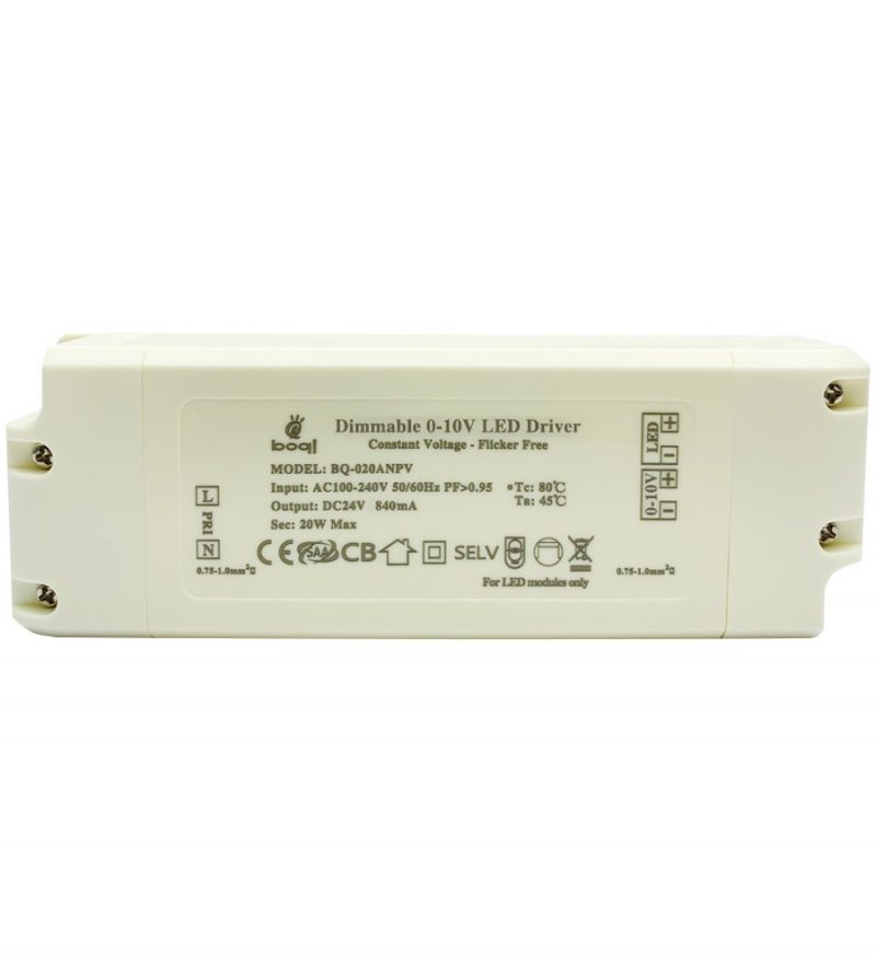 HPFC Constant Voltage 0-10V Dimmable LED Driver 24V 20W